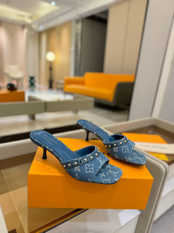 LV x TM 6AM Mule 4cm Blue Denim 241214