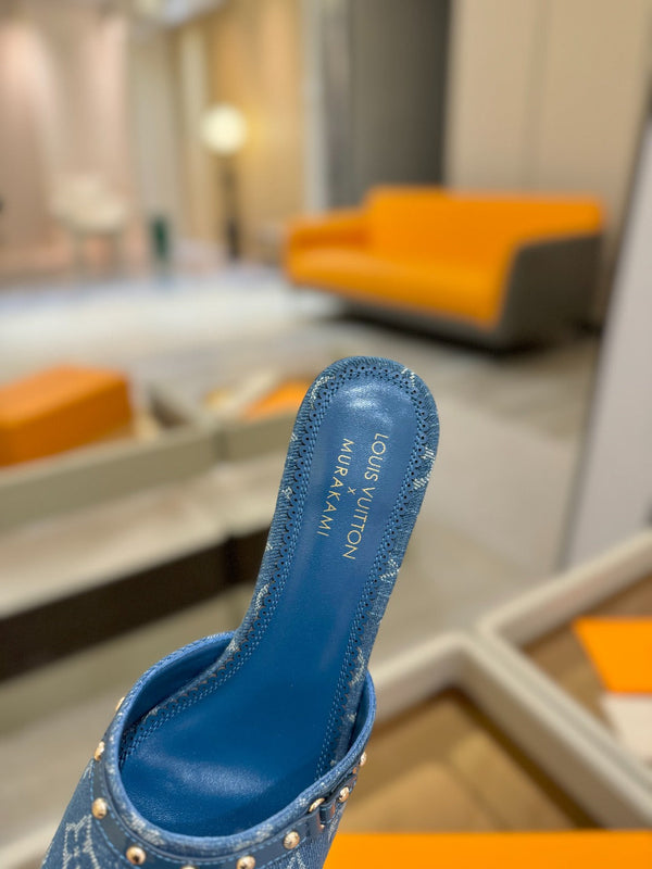 LV x TM 6AM Mule 4cm Blue Denim 241214