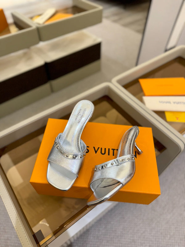 LV x TM 6AM Mule 4cm Silver Metallic Sheepskin 241218
