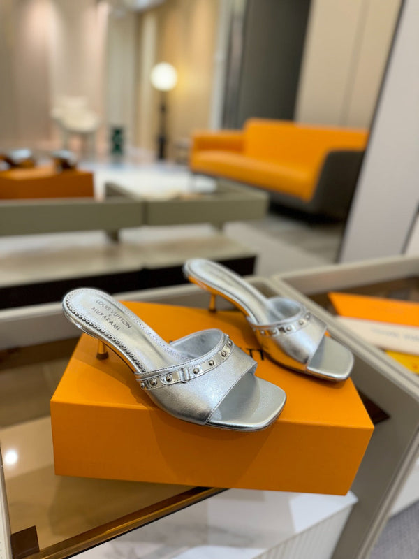 LV x TM 6AM Mule 4cm Silver Metallic Sheepskin 241218