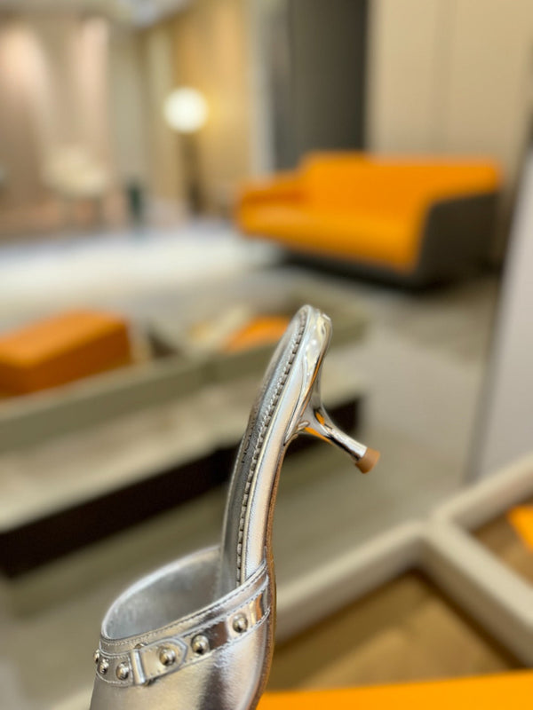 LV x TM 6AM Mule 4cm Silver Metallic Sheepskin 241218