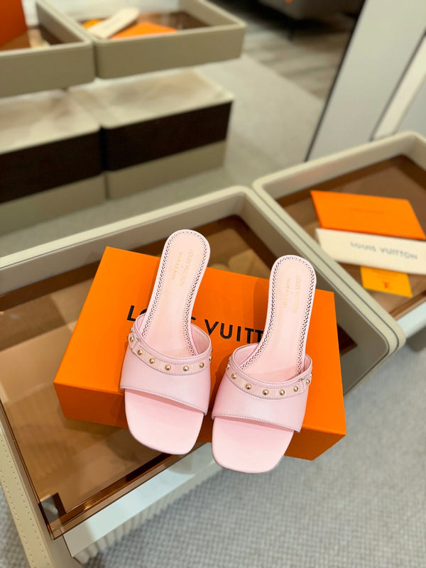 LV x TM 6AM Mule 4cm Pink Sheepskin 241216