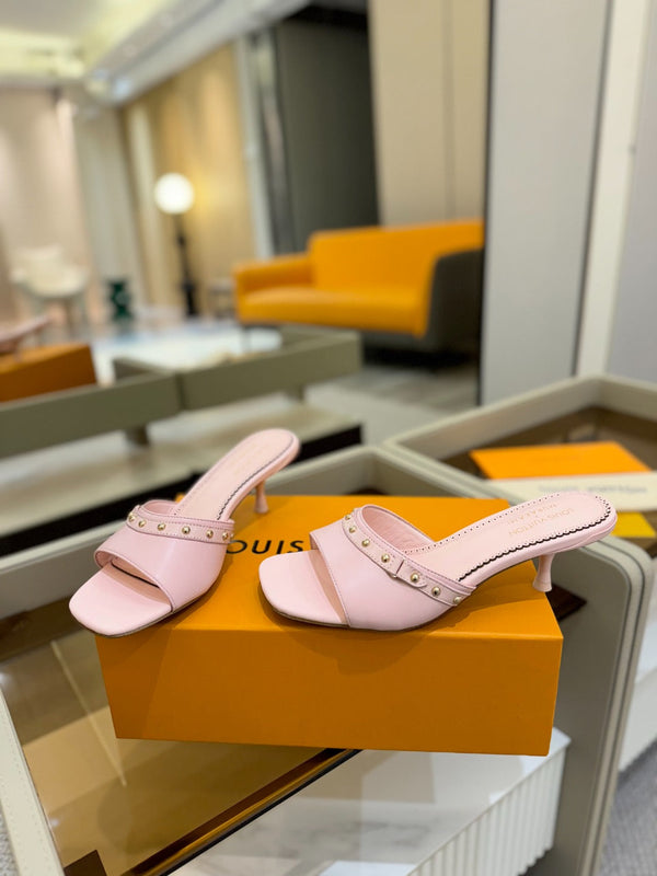 LV x TM 6AM Mule 4cm Pink Sheepskin 241216