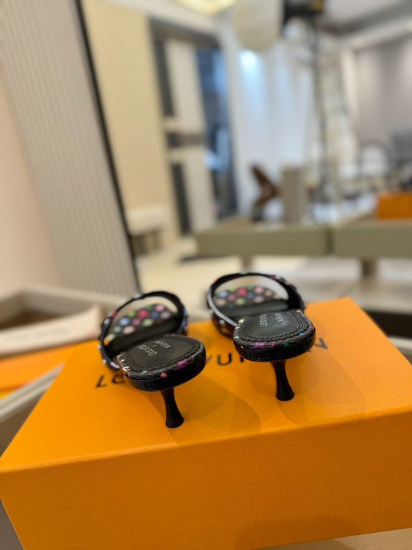 LV x TM 6AM Mule 4cm Black and Multicolored Monogram coated canvas 241213