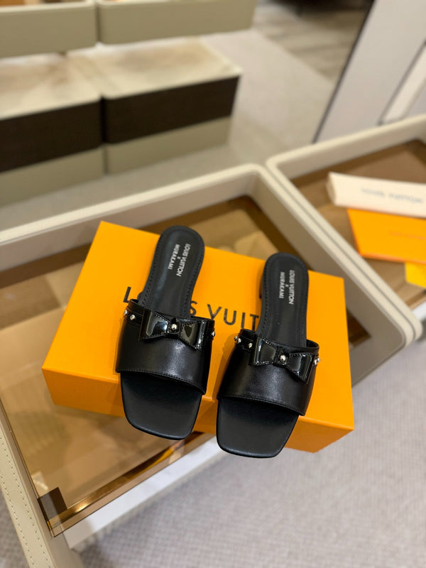 LV x TM 6AM Flat Mule Black Sheepskin 241219
