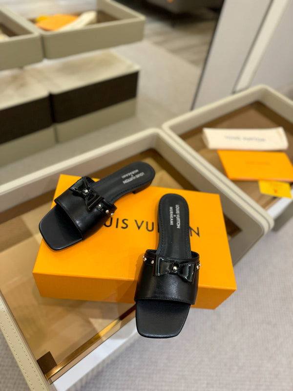 LV x TM 6AM Flat Mule Black Sheepskin 241219