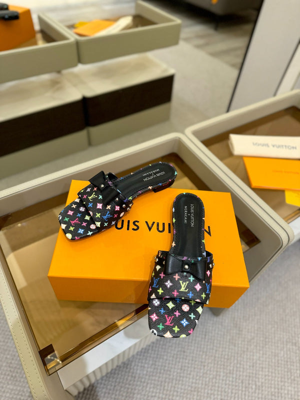 LV x TM 6AM Flat Mule Black and Multicolored Monogram coated canvas 241226