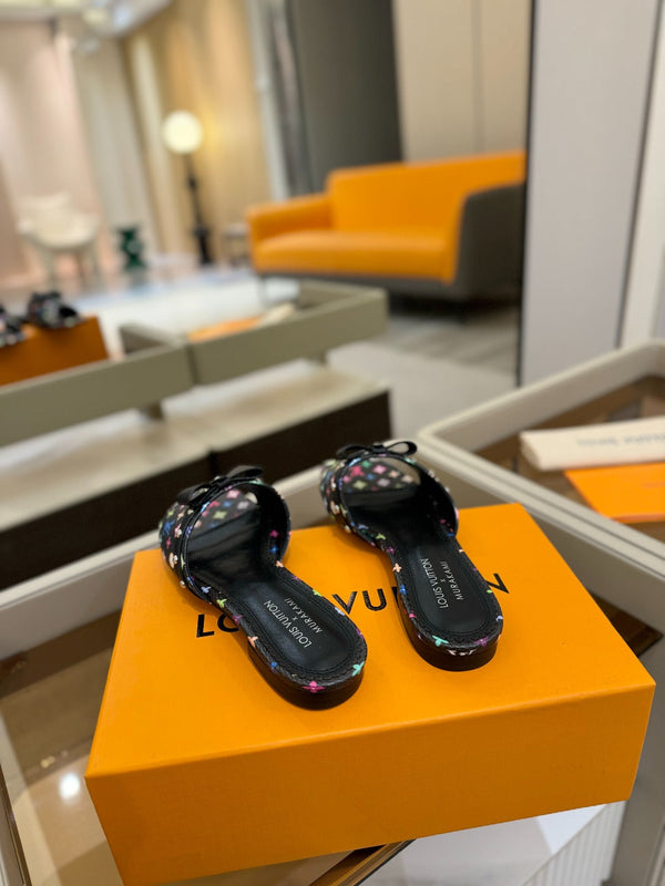 LV x TM 6AM Flat Mule Black and Multicolored Monogram coated canvas 241226