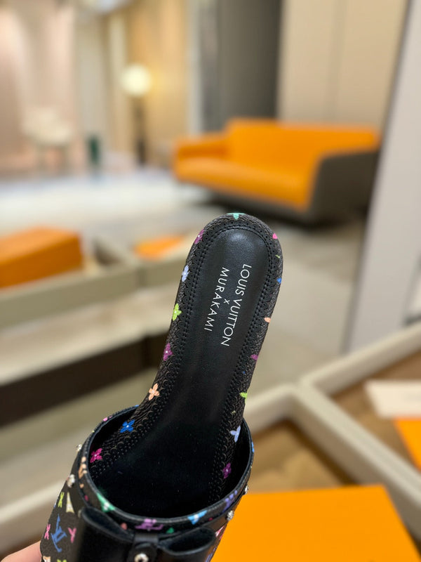 LV x TM 6AM Flat Mule Black and Multicolored Monogram coated canvas 241226