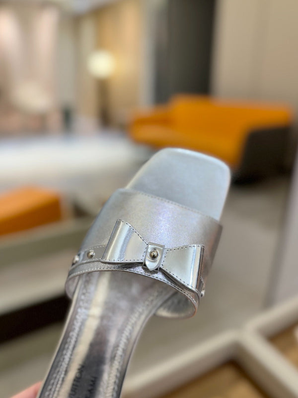 LV x TM 6AM Flat Mule Silver Metallic Sheepskin 241221