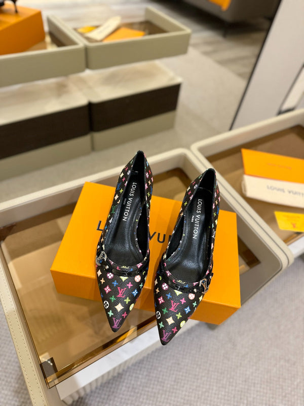 6AM 4cm Décolleté in tela monogramma nera e pelle verniciata 241194