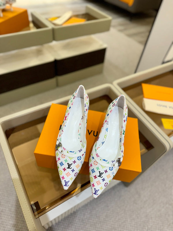 6AM 4cm Scarpe con tacco in tela monogramma bianca e pelle verniciata 241193