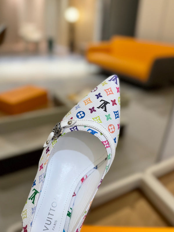 6AM Slingback Pump 4cm White Monogram Canvas and Patent Leather 241228