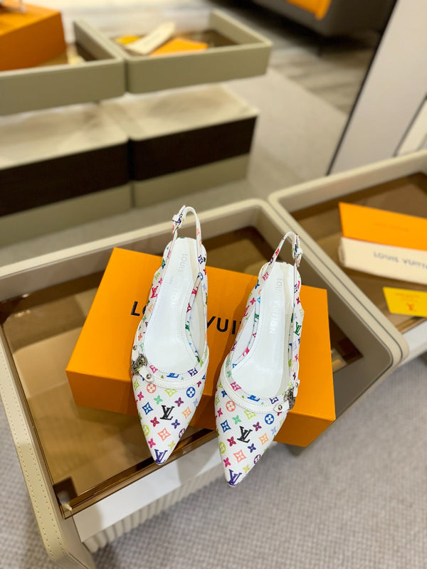 6AM Slingback Pump 4cm White Monogram Canvas and Patent Leather 241228