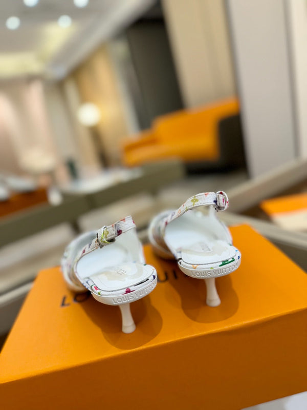 6AM Slingback Pump 4cm White Monogram Canvas and Patent Leather 241228