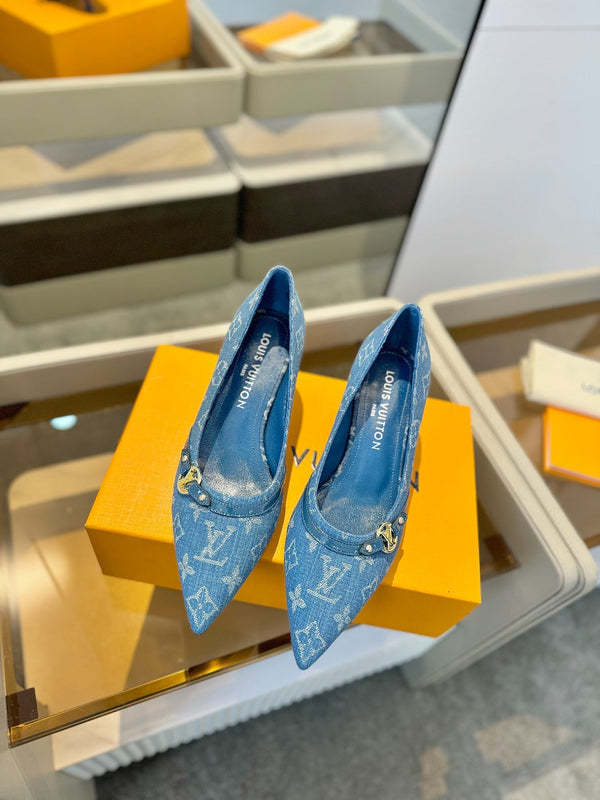 6AM 5,5 cm Décolleté in denim blu 241205