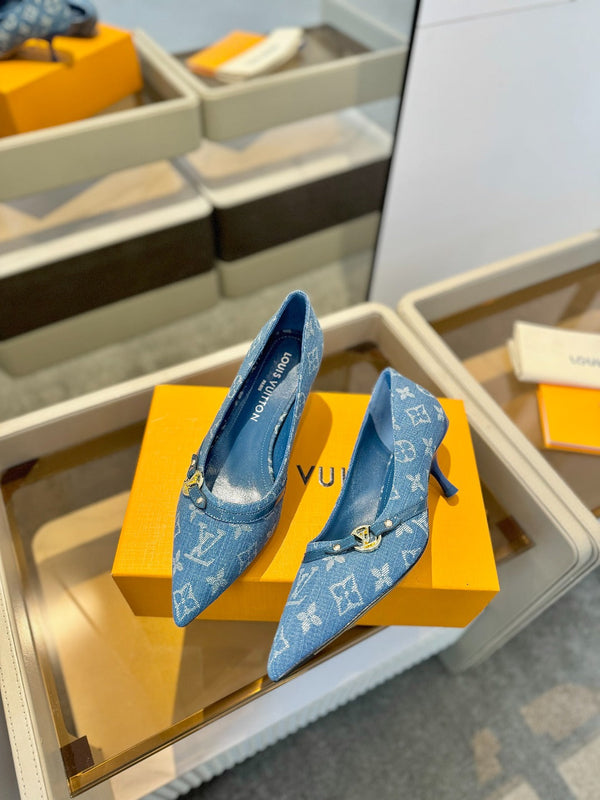 6AM 5,5 cm Décolleté in denim blu 241205