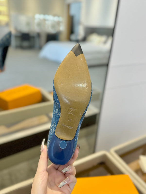 6AM 5,5 cm Décolleté in denim blu 241205