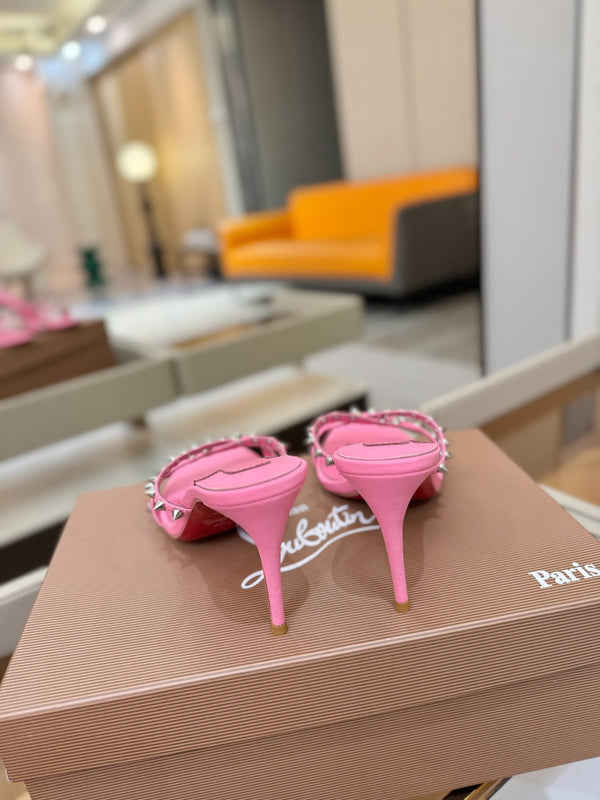 CL Tatooshka Spikes Mule 8.5cm Hot Pink Nappa Leather 776043