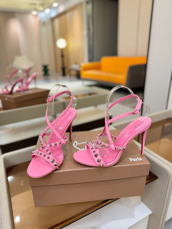 CL Tatooshka Spikes Sandal 10cm Hot Pink Nappa Leather 776044
