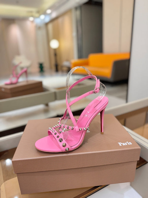 CL Tatooshka Spikes Sandal 10cm Hot Pink Nappa Leather 776044