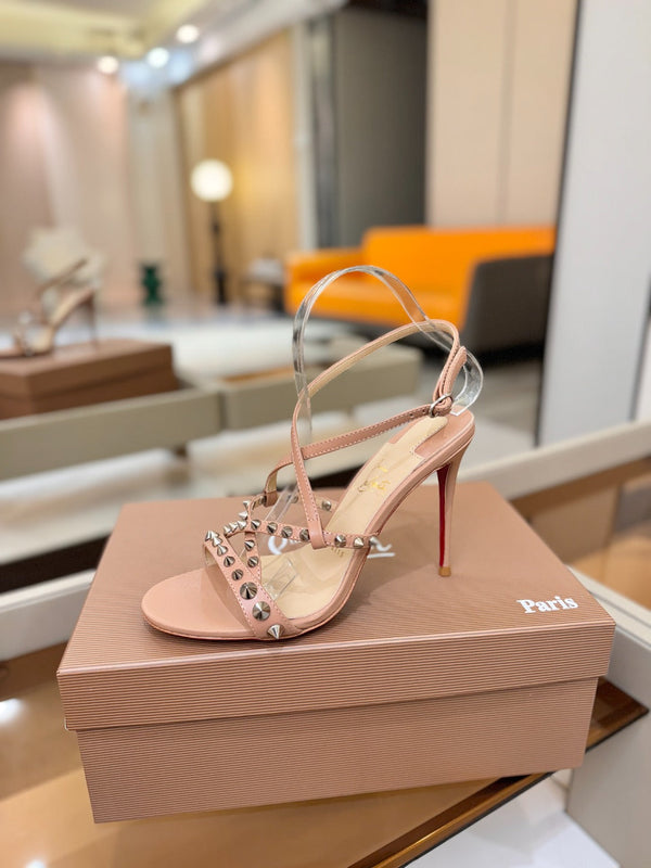 CL Tatooshka Spikes Sandal 10cm Nude Nappa Leather 776045
