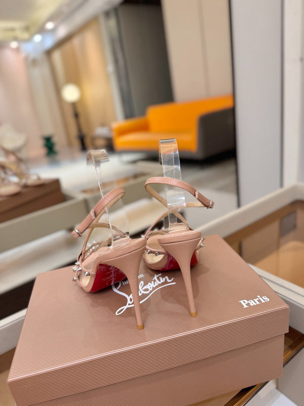 CL Tatooshka Spikes Sandal 10cm Nude Nappa Leather 776045