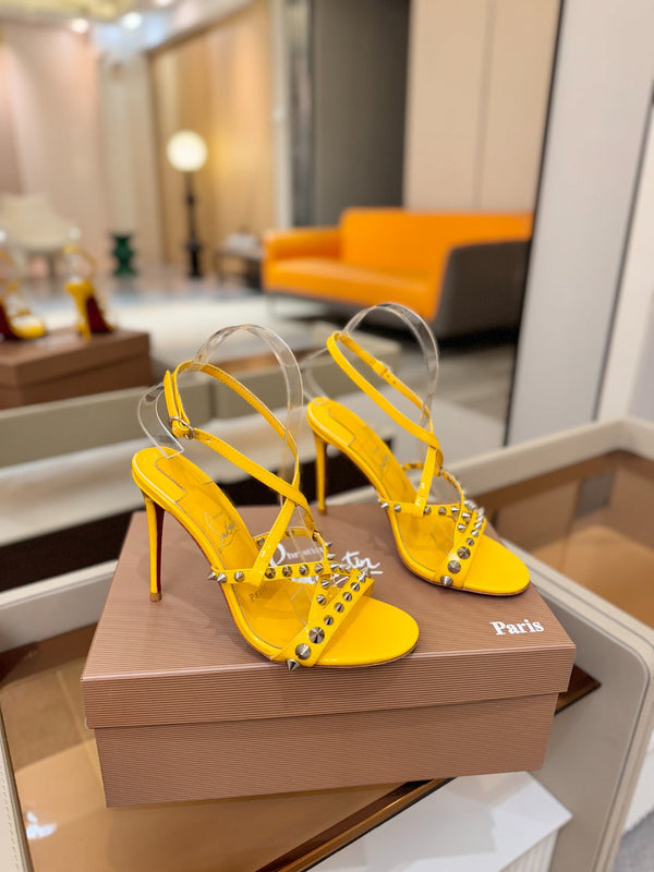 CL Tatooshka Spikes Sandal 10cm Yellow Nappa Leather 776047