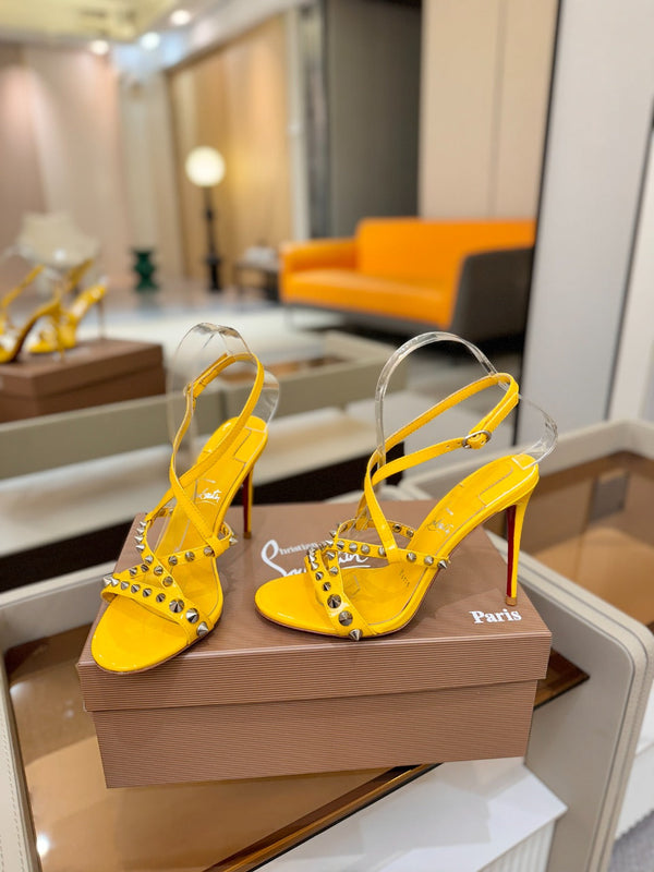 CL Tatooshka Spikes Sandal 10cm Yellow Nappa Leather 776047