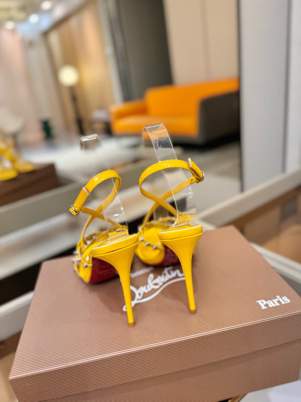 CL Tatooshka Spikes Sandal 10cm Yellow Nappa Leather 776047