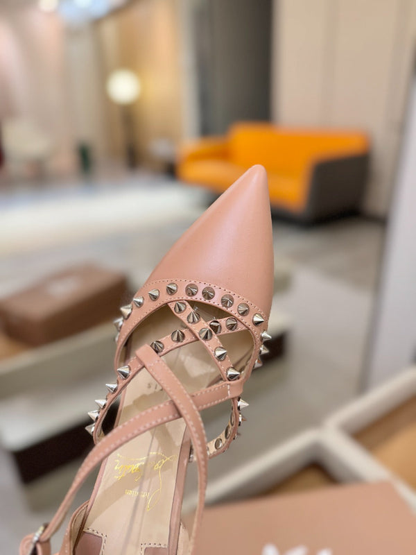 CL Tatooshka Spikes Pump 10cm Light Pink Nappa Leather