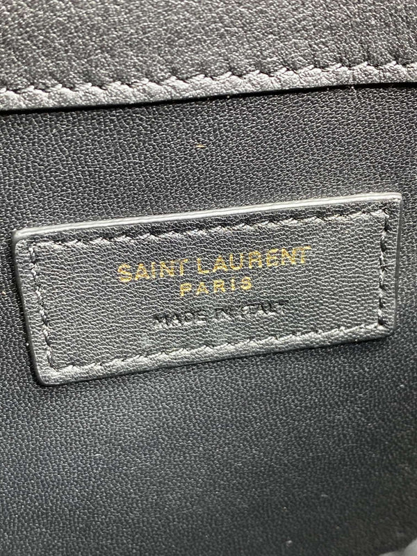 YSL 22s Uptown Pouch Clutch Bag Black White Canvas GHW