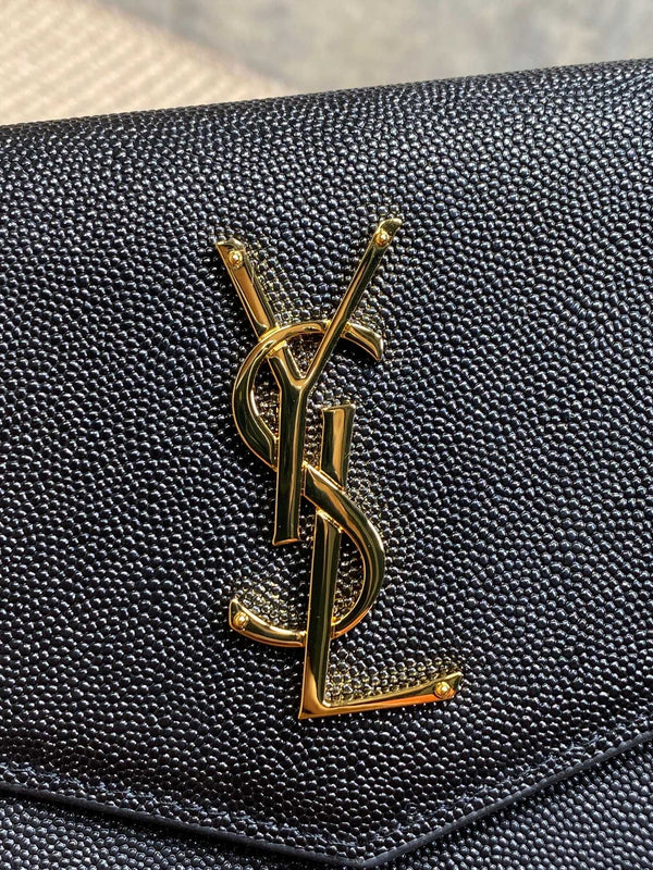 YSL 22s Uptown Pouch Clutch Bag Black Cowhide GHW