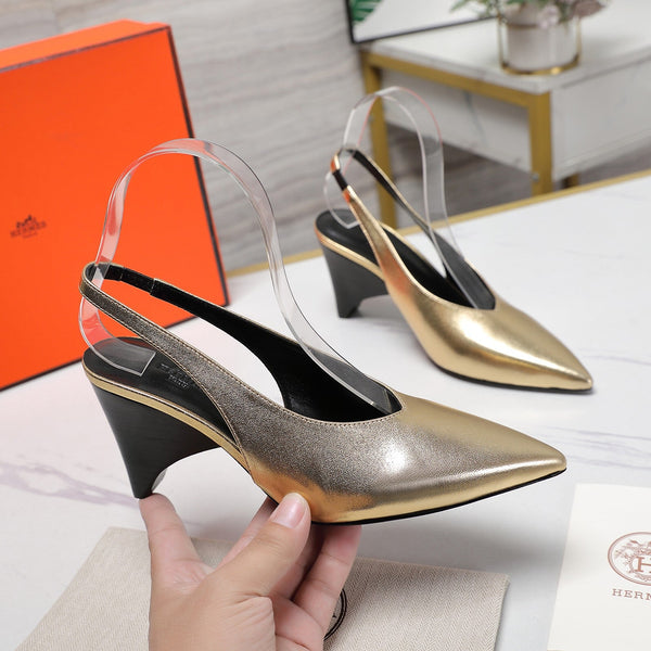HM Classic High-Heeled Slingback 70mm Golden Sheepskin 547639