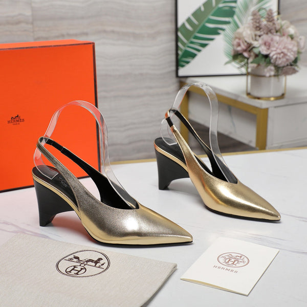 HM Classic High-Heeled Slingback 70mm Golden Sheepskin 547639