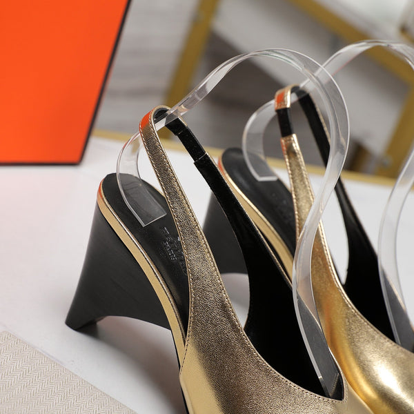 HM Classic High-Heeled Slingback 70mm Golden Sheepskin 547639