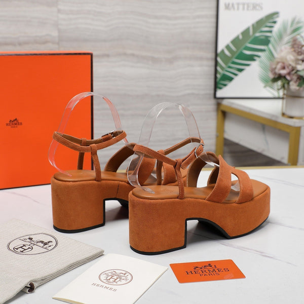 HM Jam 70 sandal In Brown Orange Suede 120311