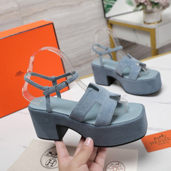 HM Jam 70 sandal In Pastel Blue Suede 120313