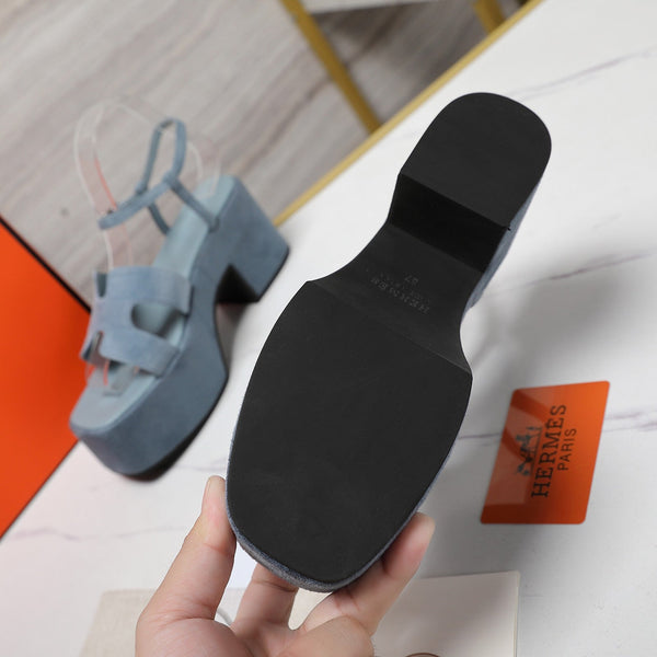 HM Jam 70 sandal In Pastel Blue Suede 120313