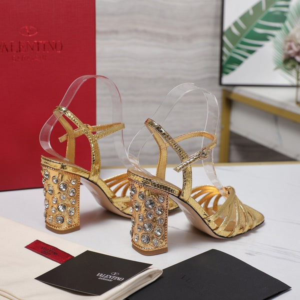 VT 2025 Diamond Heel Sandals Gold Cowhide 289510