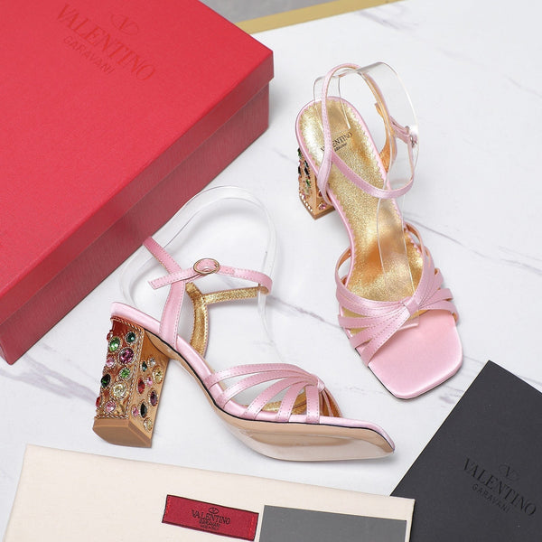 VT 2025 Diamond Heel Sandals Pink Cowhide 289511