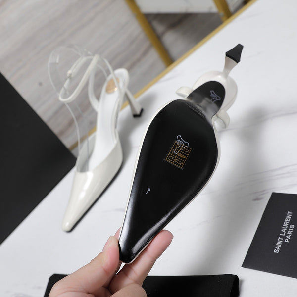 DÉCOLLETÉ AIMÉE SLINGBACK IN PELLE DI AGNELLO BIANCA LUCIDA