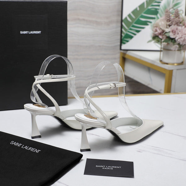 DÉCOLLETÉ AIMÉE SLINGBACK IN PELLE DI AGNELLO BIANCA LUCIDA