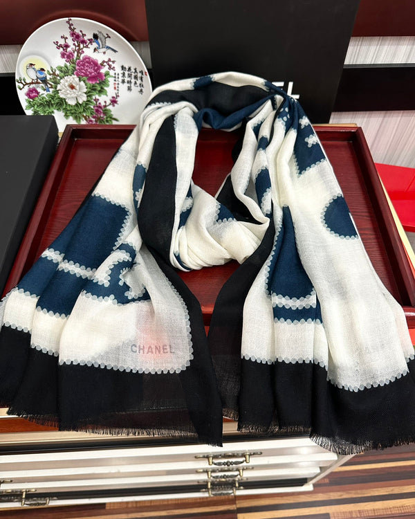 CC 25 Nouvelle Écharpe Design 200 CM En Cachemire Blanc Noir Bleu 292965