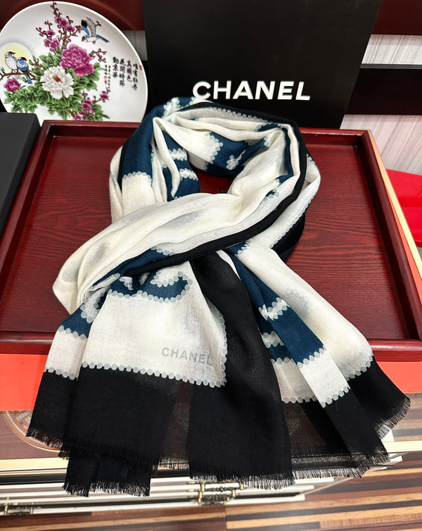 CC 25 Nouvelle Écharpe Design 200 CM En Cachemire Blanc Noir Bleu 292965