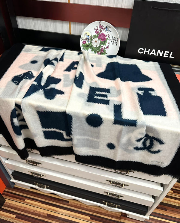 CC 25 Nouvelle Écharpe Design 200 CM En Cachemire Blanc Noir Bleu 292965