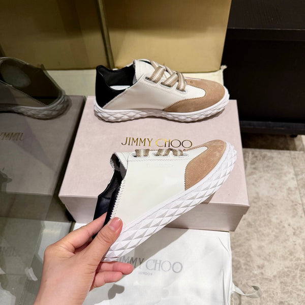 Jimmy Diamond Light Flex Sneaker White Taupe Suede Leather 715047