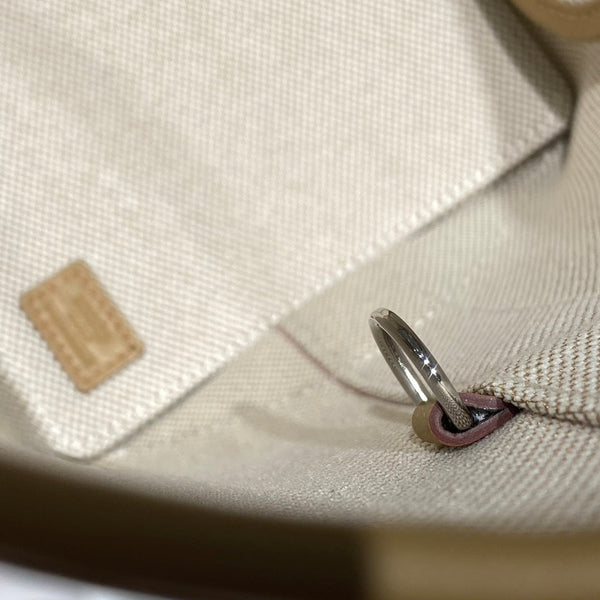 STEEPLE 28 BAG IN OFF-WHITE MIX BROWN CANVAS AND CALFSKIN