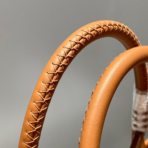 STEEPLE 28 BAG IN BEIGE CANVAS AND BROWN SWIFT LEATHER