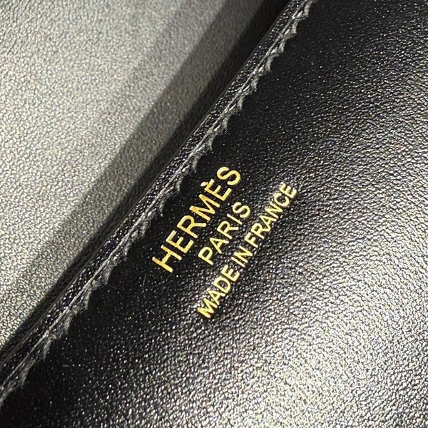 HM Constance Elan 24cm Bag Black Box Calfskin Gold Hardware